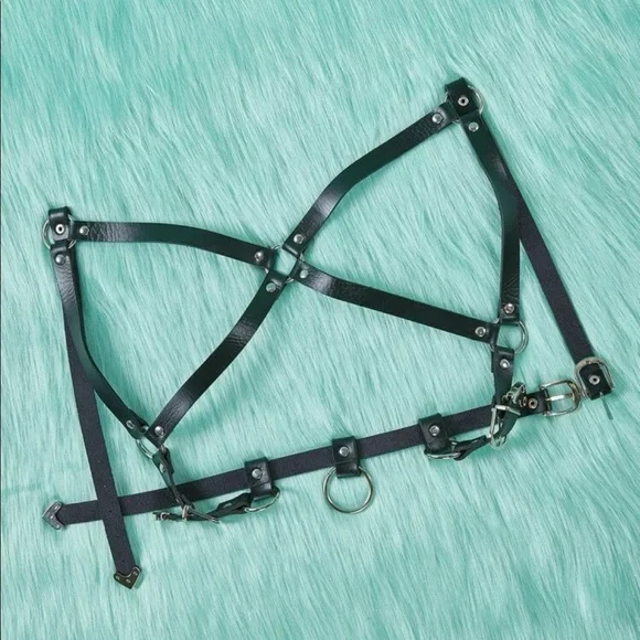 PU Leather Heart Charm Buckle Harness - Picture 5 of 7